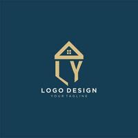 initial letter LY with simple house roof creative logo design for real estate company vector