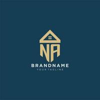 initial letter NA with simple house roof creative logo design for real estate company vector