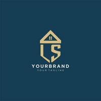 initial letter LS with simple house roof creative logo design for real estate company vector