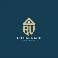 initial letter BV with simple house roof creative logo design for real estate company vector