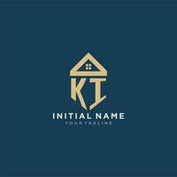 initial letter KI with simple house roof creative logo design for real estate company vector