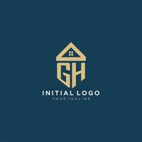 initial letter GH with simple house roof creative logo design for real estate company vector