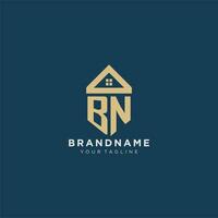 inicial letra bn con sencillo casa techo creativo logo diseño para real inmuebles empresa vector