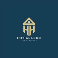 initial letter HH with simple house roof creative logo design for real estate company vector