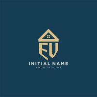 initial letter EV with simple house roof creative logo design for real estate company vector