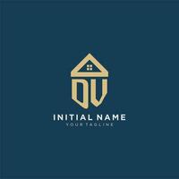 initial letter DV with simple house roof creative logo design for real estate company vector