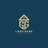 initial letter GG with simple house roof creative logo design for real estate company vector