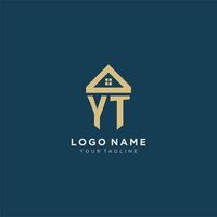 inicial letra yt con sencillo casa techo creativo logo diseño para real inmuebles empresa vector