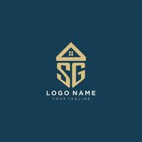 initial letter SG with simple house roof creative logo design for real estate company vector