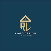 initial letter RL with simple house roof creative logo design for real estate company vector