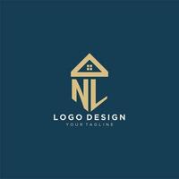 initial letter NL with simple house roof creative logo design for real estate company vector