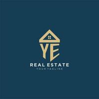 initial letter YE with simple house roof creative logo design for real estate company vector