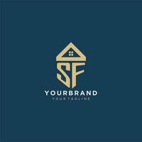 initial letter SF with simple house roof creative logo design for real estate company vector