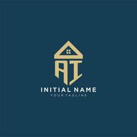 initial letter AI with simple house roof creative logo design for real estate company vector