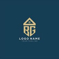 initial letter BG with simple house roof creative logo design for real estate company vector