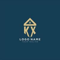 initial letter KX with simple house roof creative logo design for real estate company vector