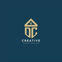 initial letter DC with simple house roof creative logo design for real estate company vector