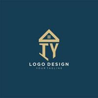 initial letter IY with simple house roof creative logo design for real estate company vector