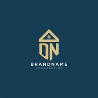 initial letter DN with simple house roof creative logo design for real estate company vector