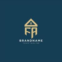 initial letter FA with simple house roof creative logo design for real estate company vector