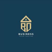 initial letter BO with simple house roof creative logo design for real estate company vector