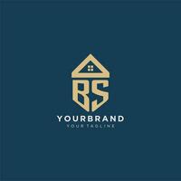 initial letter BS with simple house roof creative logo design for real estate company vector