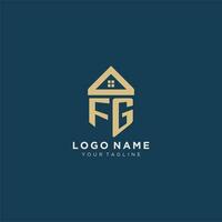initial letter FG with simple house roof creative logo design for real estate company vector