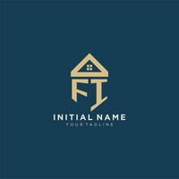 initial letter FI with simple house roof creative logo design for real estate company vector