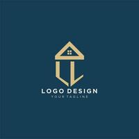 initial letter LL with simple house roof creative logo design for real estate company vector