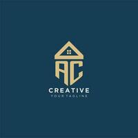 initial letter AC with simple house roof creative logo design for real estate company vector