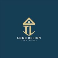 initial letter IL with simple house roof creative logo design for real estate company vector