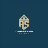 initial letter AS with simple house roof creative logo design for real estate company vector