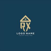 initial letter RX with simple house roof creative logo design for real estate company vector