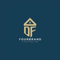 initial letter DF with simple house roof creative logo design for real estate company vector