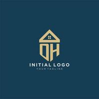 initial letter OH with simple house roof creative logo design for real estate company vector