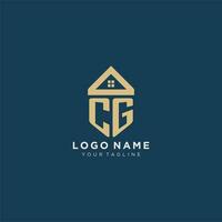 initial letter CG with simple house roof creative logo design for real estate company vector