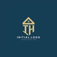 initial letter IH with simple house roof creative logo design for real estate company vector