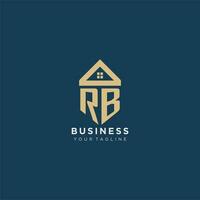 initial letter RB with simple house roof creative logo design for real estate company vector