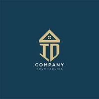 initial letter ID with simple house roof creative logo design for real estate company vector