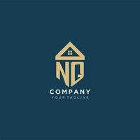 initial letter NQ with simple house roof creative logo design for real estate company vector