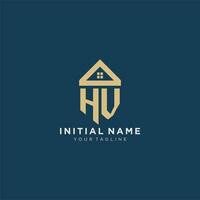 initial letter HV with simple house roof creative logo design for real estate company vector