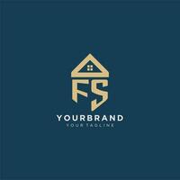 initial letter FS with simple house roof creative logo design for real estate company vector