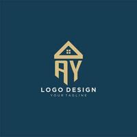 initial letter AY with simple house roof creative logo design for real estate company vector