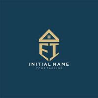 initial letter EI with simple house roof creative logo design for real estate company vector