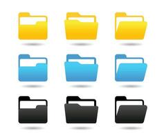 Folder icon set. Open folder and close folder icon. Folders with documents icon set. vector