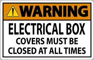 Warning Sign Electrical Box Covers Must Be Closed At All Times vector