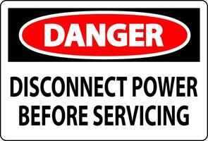 Danger Sign Disconnect Power Before Servicing vector