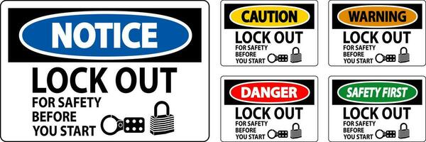 Caution Sign, Lock Out For Safety Before You Start vector