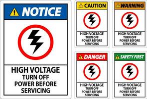 Danger Sign High Voltage - Turn Off Power Before Servicing vector