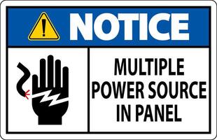 Notice Sign Multiple Power Source In Panel vector